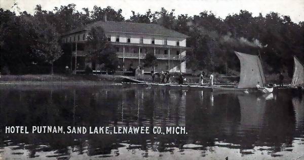 Hotal Putnam Postcard 1910 Antique Sand Lake Lenawee Co (newer photo)